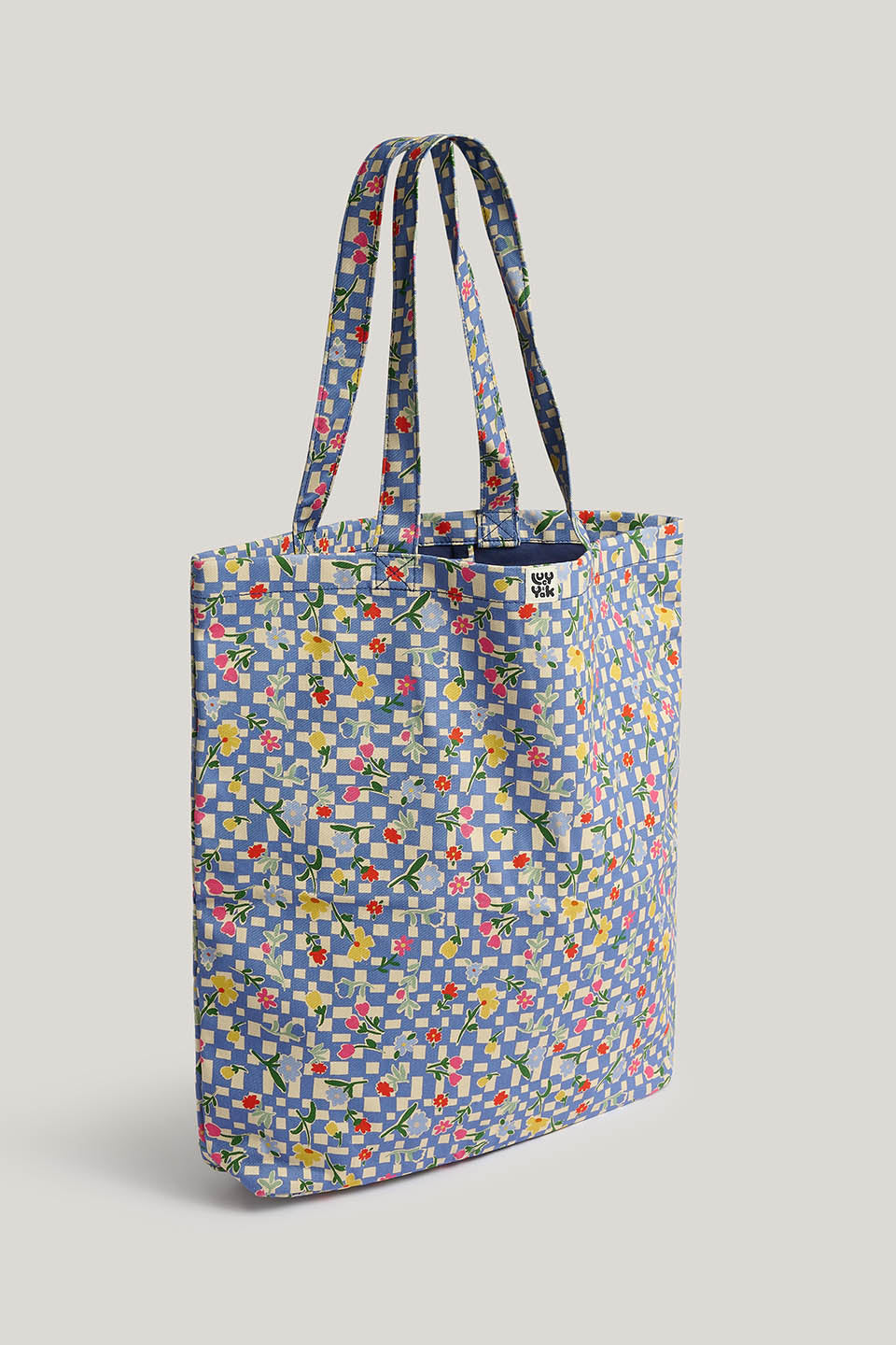 Catalina - Oversized Tote Organic Cotton in Ditsy Floral Checkerboard