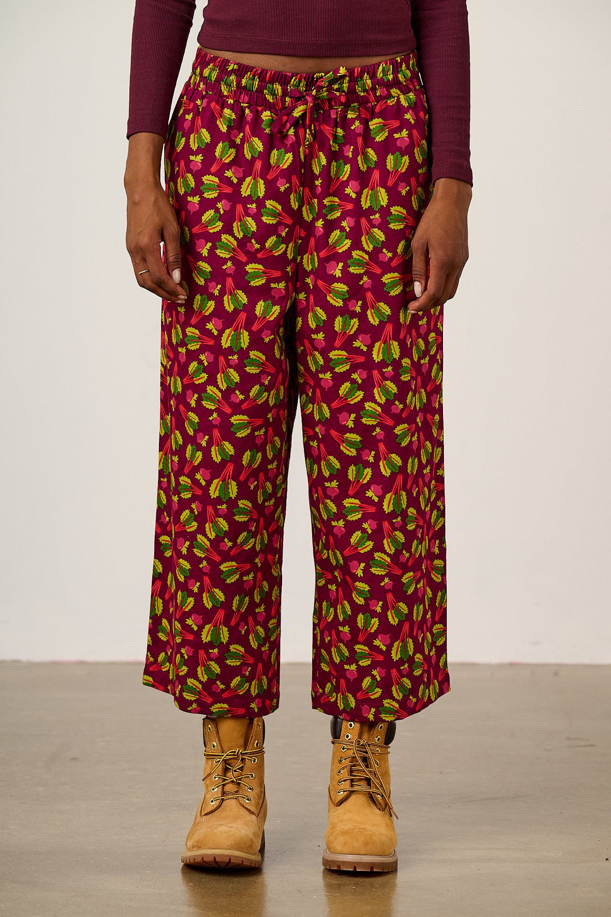 Chuck - Wide Leg Trousers Organic Cotton in Rhubarb Print