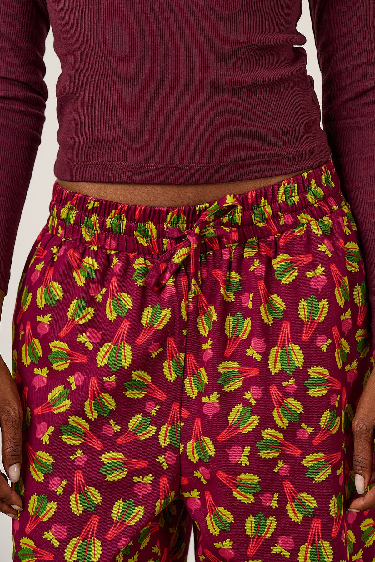 Chuck - Wide Leg Trousers Organic Cotton in Rhubarb Print