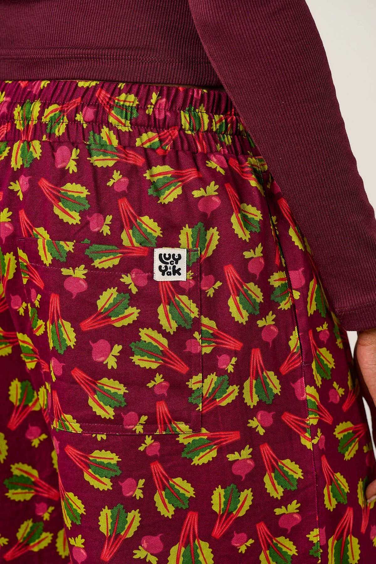 Chuck - Wide Leg Trousers Organic Cotton in Rhubarb Print