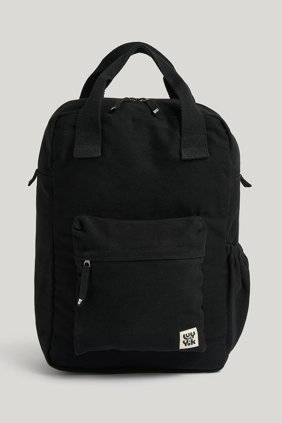 Colby - Backpack Organic Cotton in Black with Green Lining