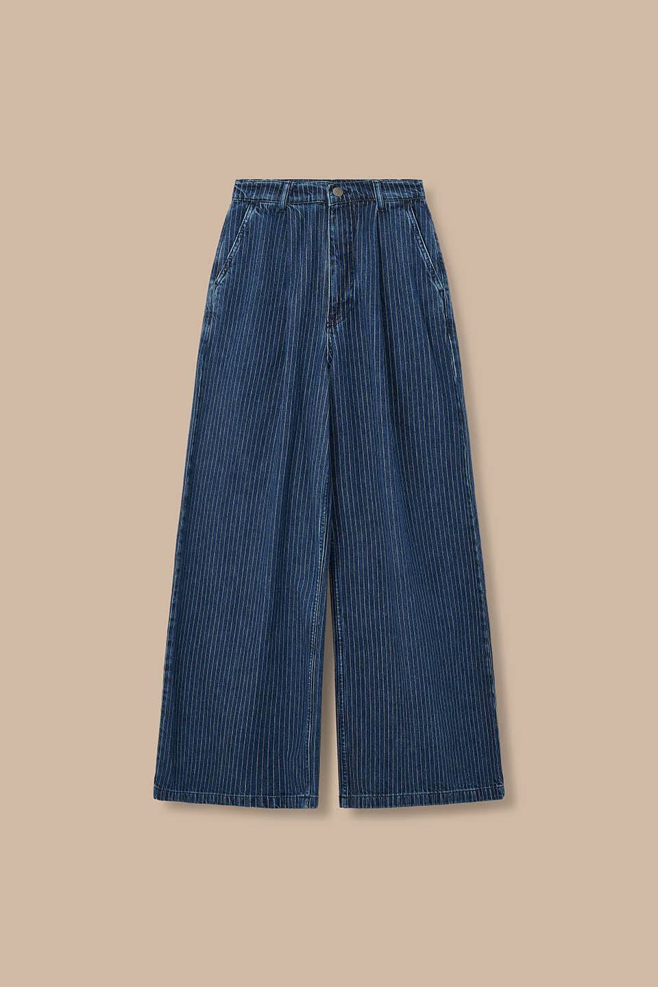 Cole - Wide Leg Jeans Organic Cotton Denim in Pinstripe