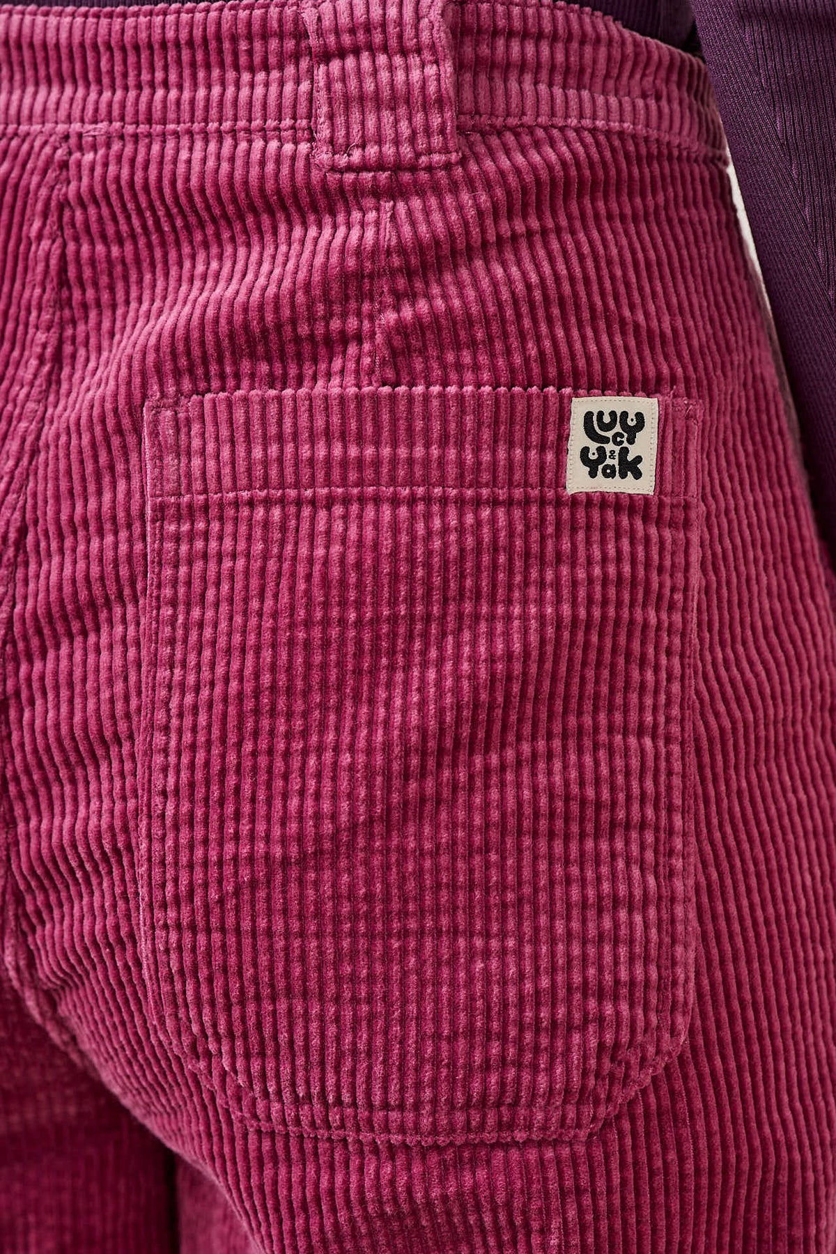 Delores - Organic Cord Wide Leg Trousers in Raspberry
