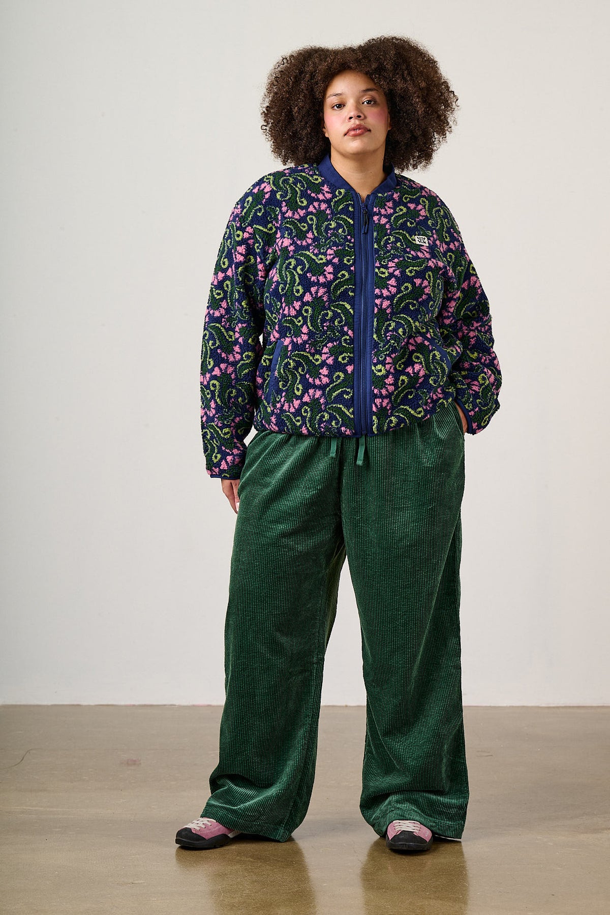 Cassie - Fleece Bomber Jacket in Tulip Swirl