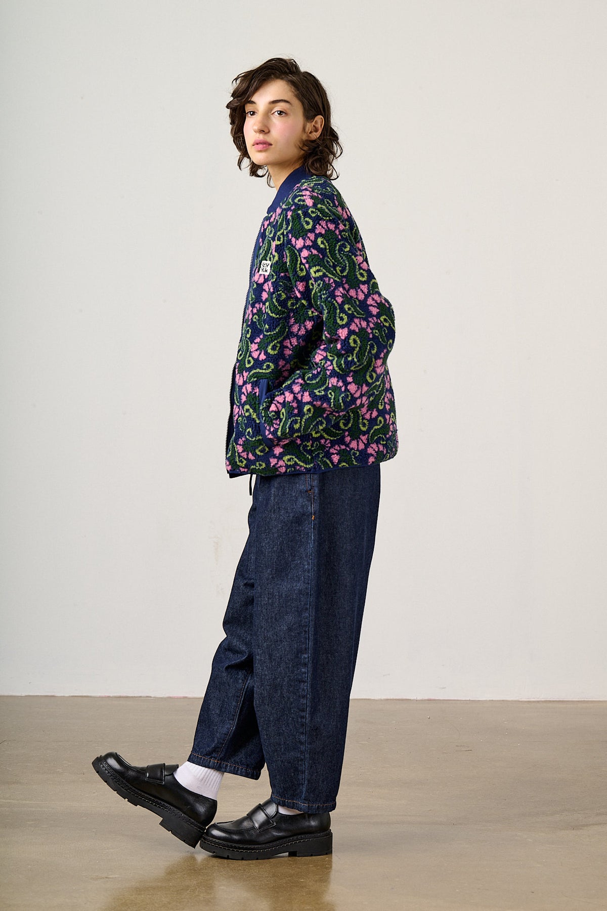 Cassie - Fleece Bomber Jacket in Tulip Swirl