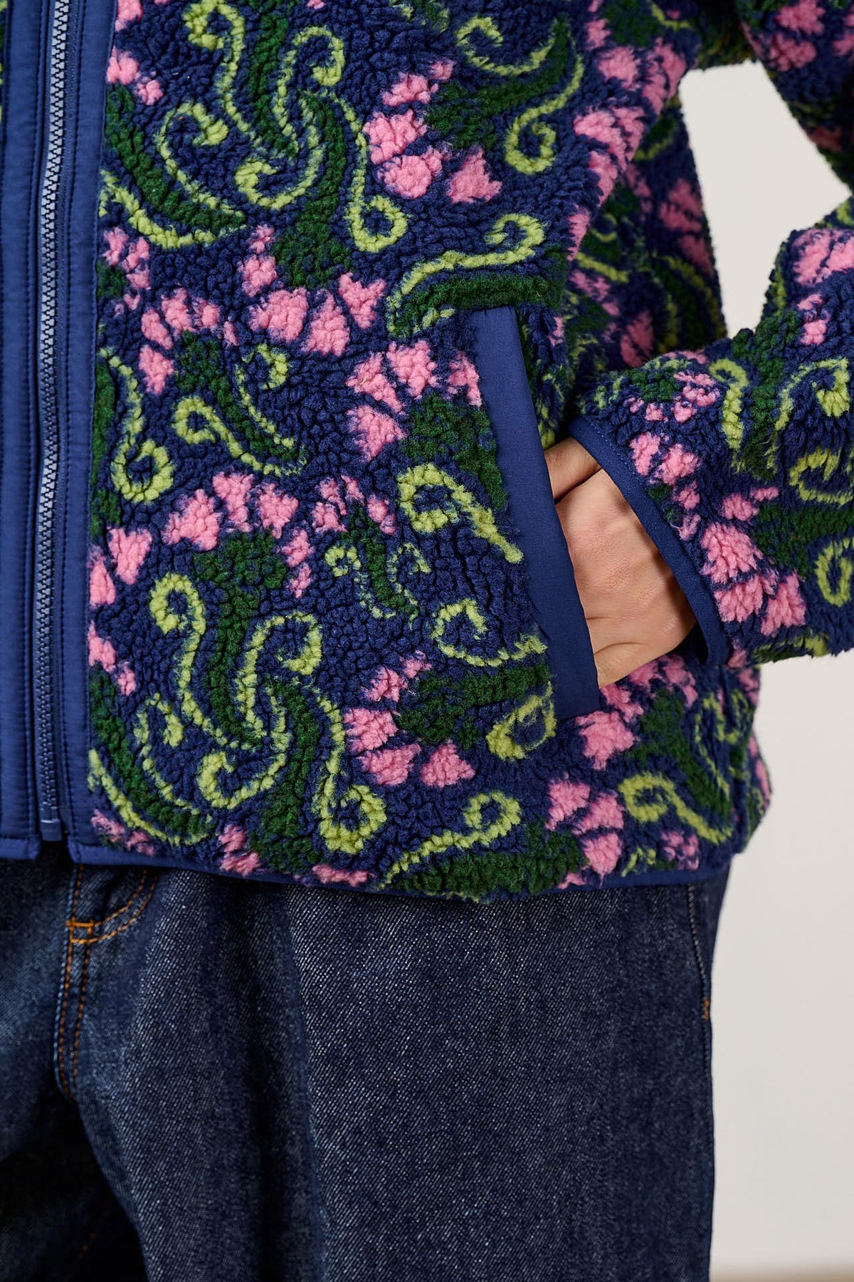 Cassie - Fleece Bomber Jacket in Tulip Swirl