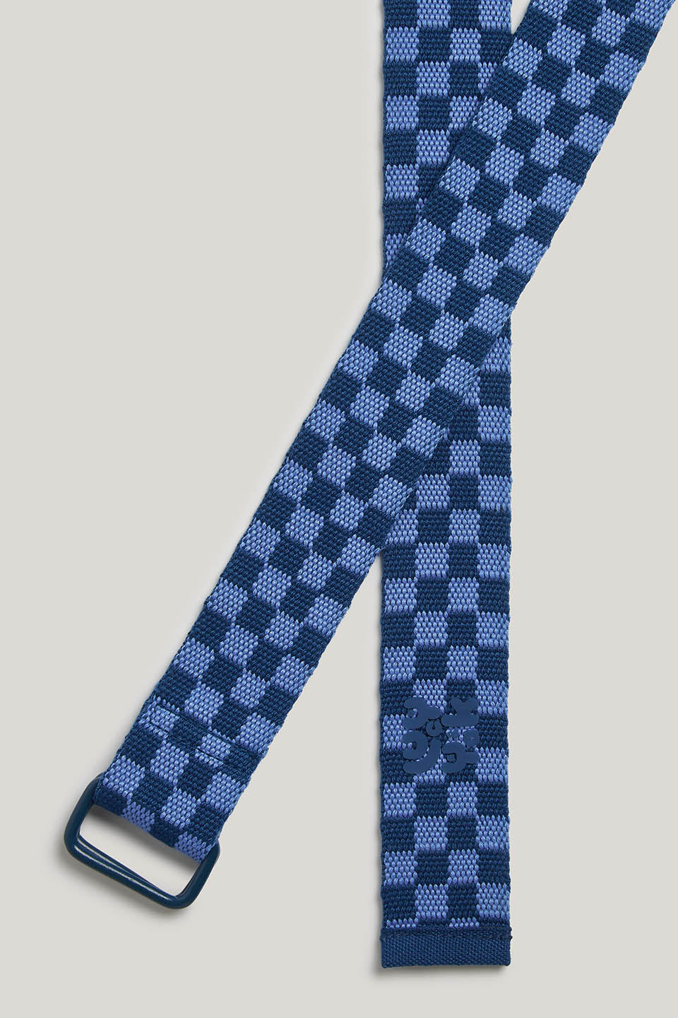 Flynn - D-Ring Webbing Belt Organic Cotton Webbing in Blue Checkerboard