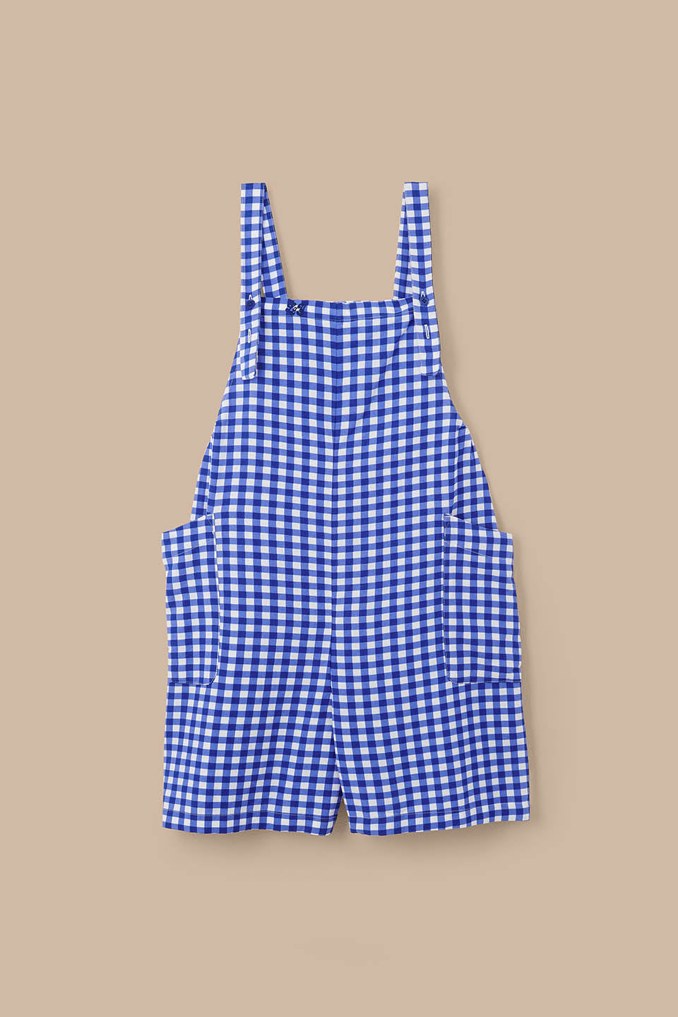 Alya - Relaxed Fit Dungaree Shorts ECOVERO Viscose Blend in Blue Check