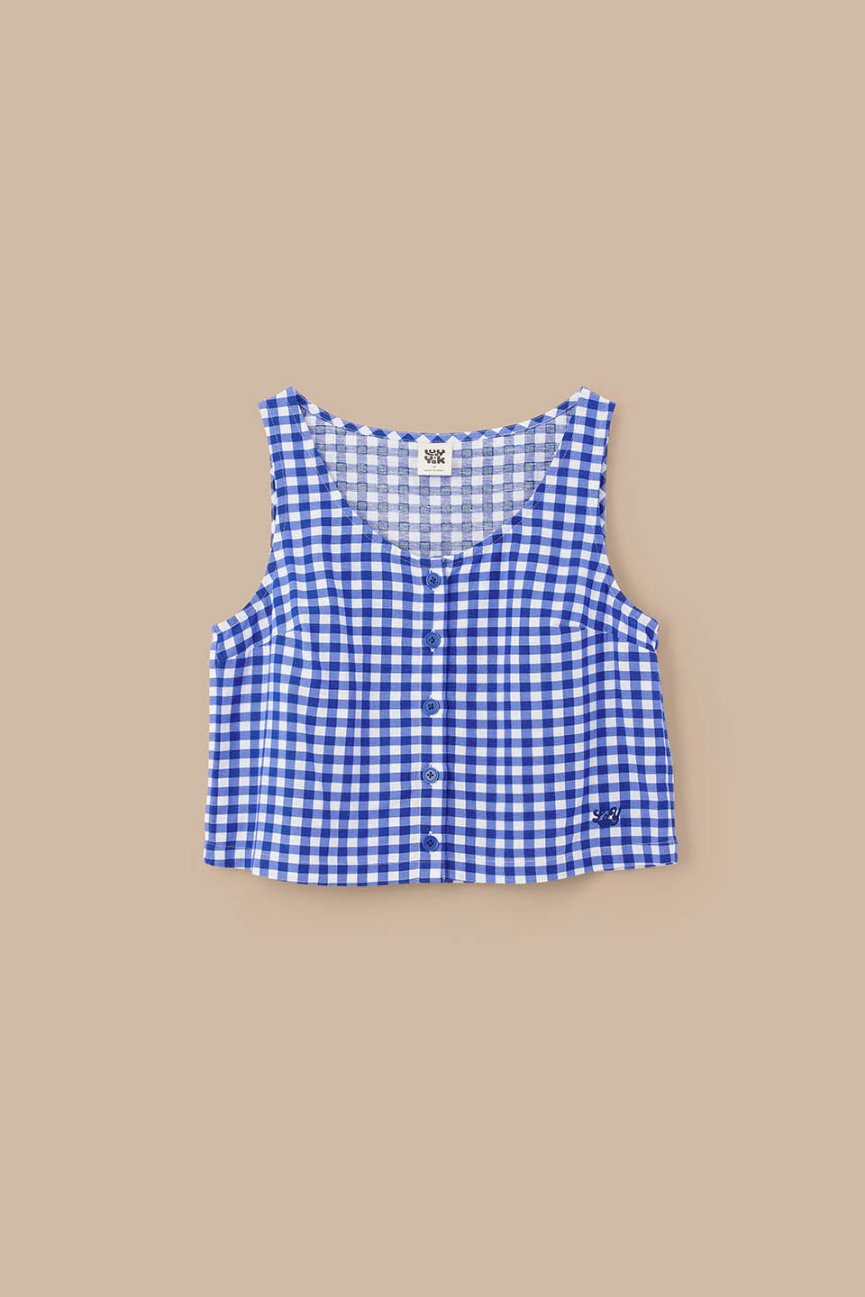 Etoile - Button Up Tank Top ECOVERO Viscose Blend in Blue Check