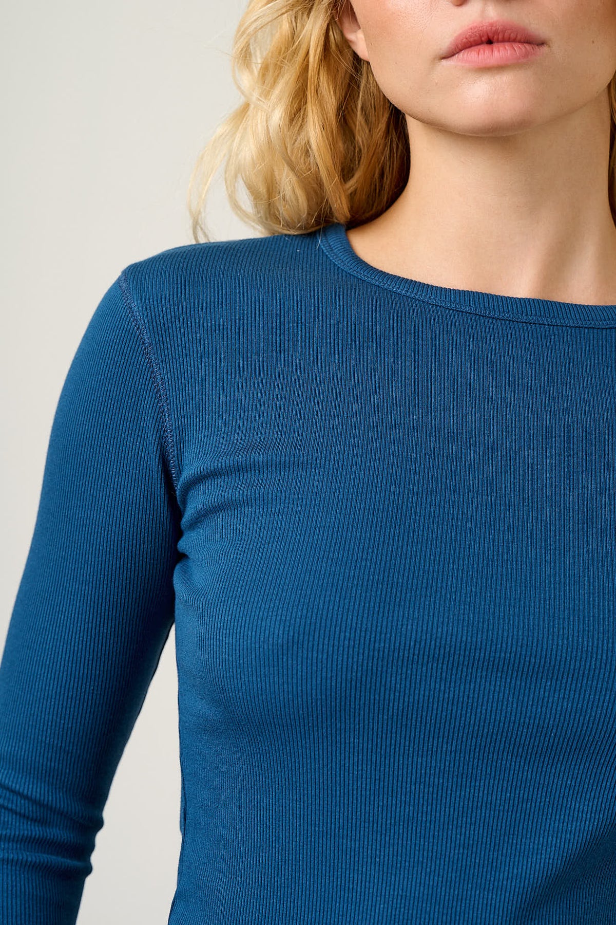 Grayson - Long Sleeve Top Cotton in Blue Opal