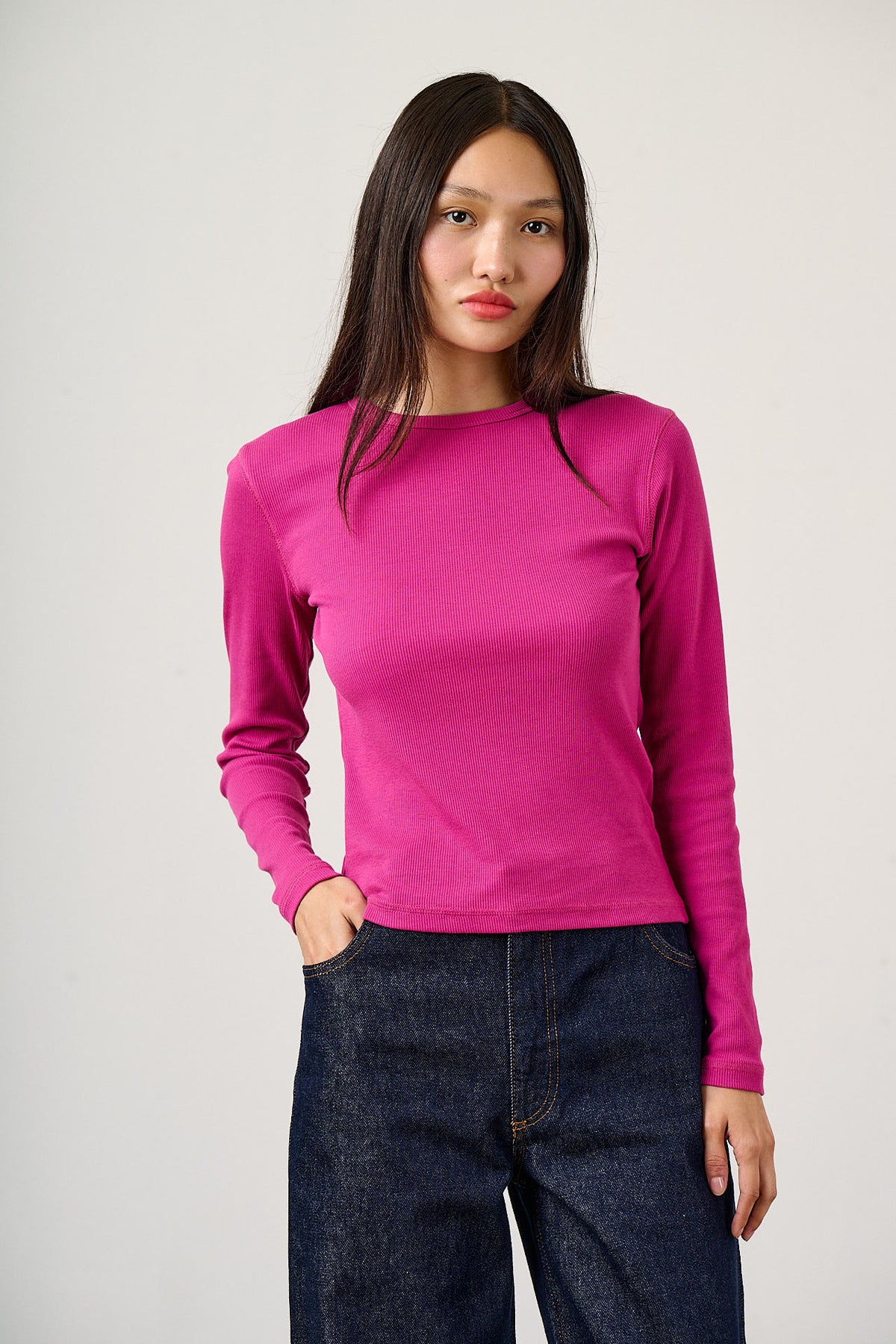 Grayson - Long Sleeve Top Cotton in Pink