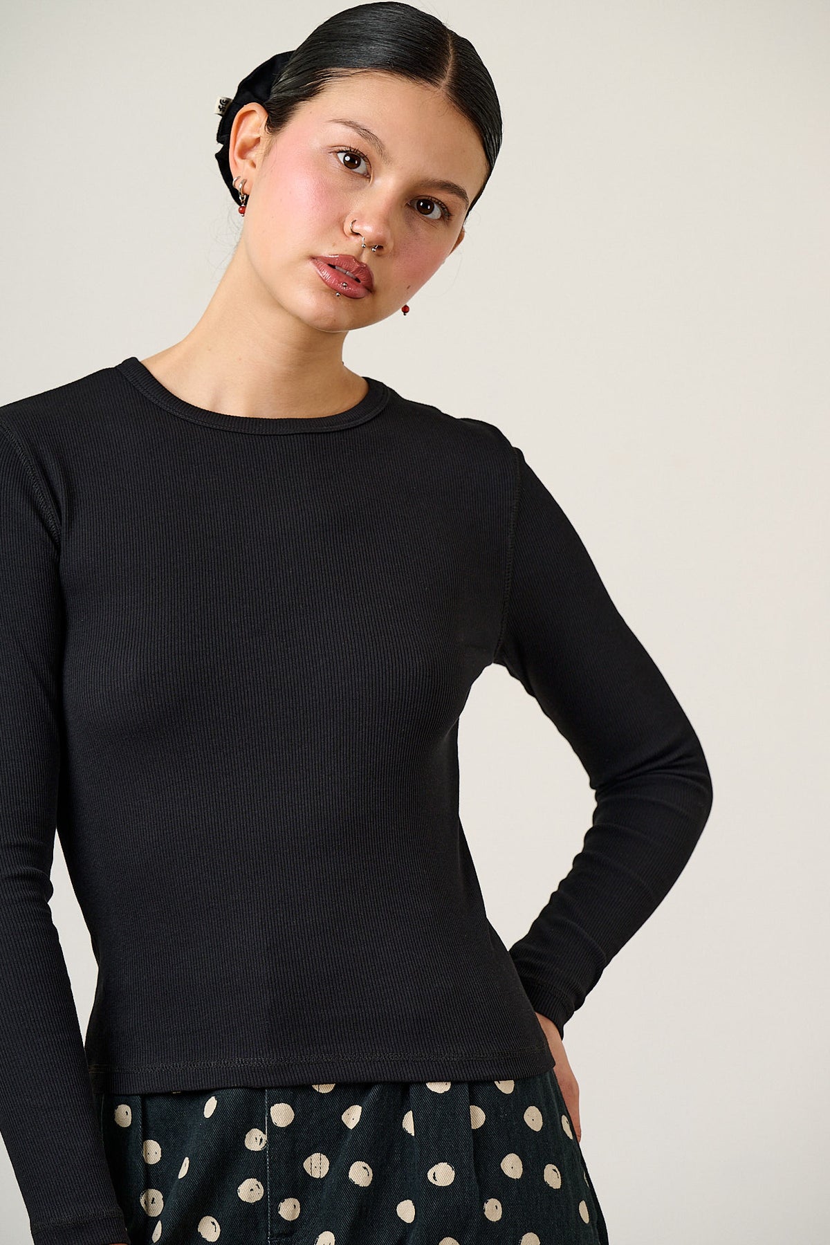 Grayson - Long Sleeve Top Cotton in Black