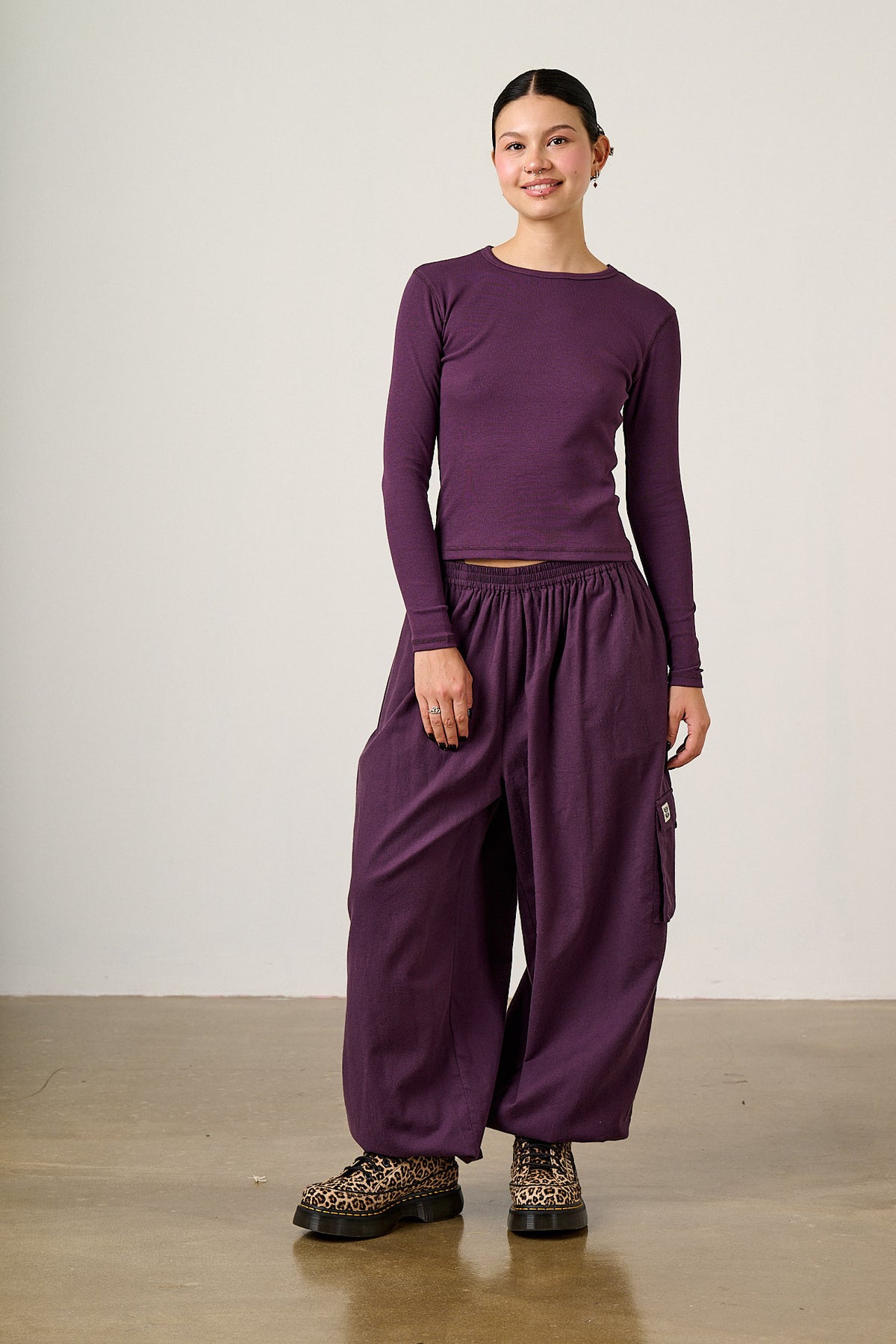 Grayson - Long Sleeve Top Cotton in Plum Perfect