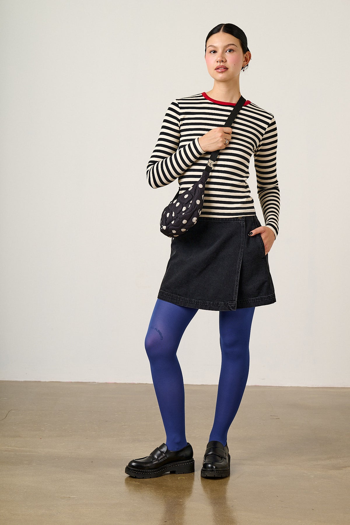 Grayson - Long Sleeve Top Cotton in Black & Ecru Stripe