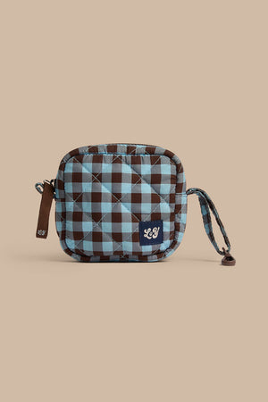 Iya - Pouch Recycled Polyester in Blue and Brown Check