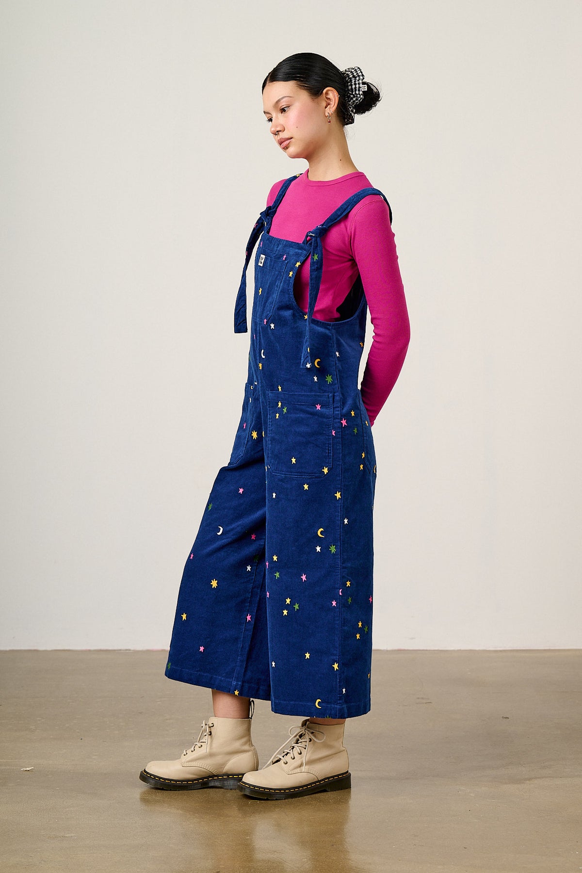 Jenny - Organic Corduroy Dungarees with Confetti Star Embroidery