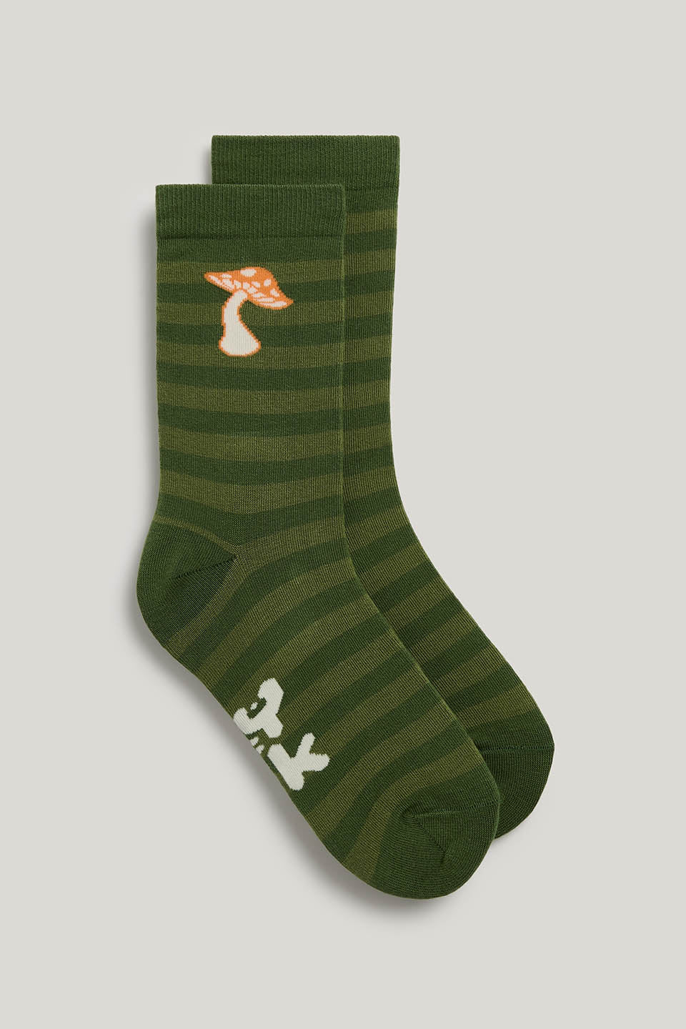 JoJo - Ankle Socks Organic Cotton in Green Stripe with Mushroom