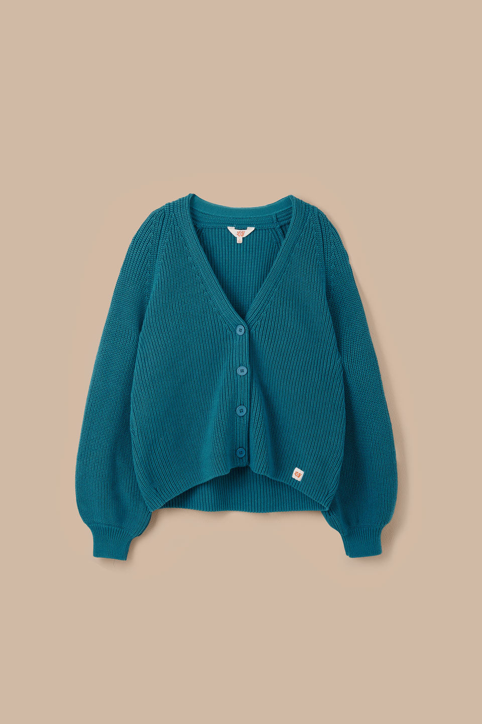 Juniper - Cardigan Organic Cotton Knit in Teal