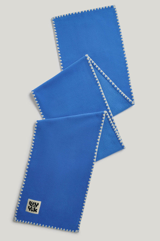 Kiri - Blanket Stitch Scarf Recycled Polyester in Blue
