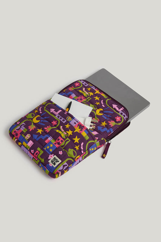 Emery - 13" Laptop Case Organic Cotton in Pin It Polly & Yak