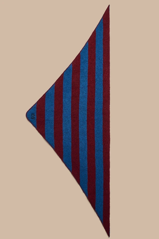 Loki - Neck Scarf Recycled Polyester in Burgundy and Blue Stripe