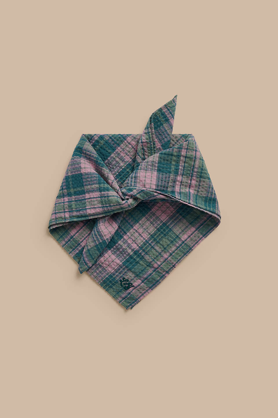 Lottie - Neck Scarf Organic Cotton Seersucker in Palace Check
