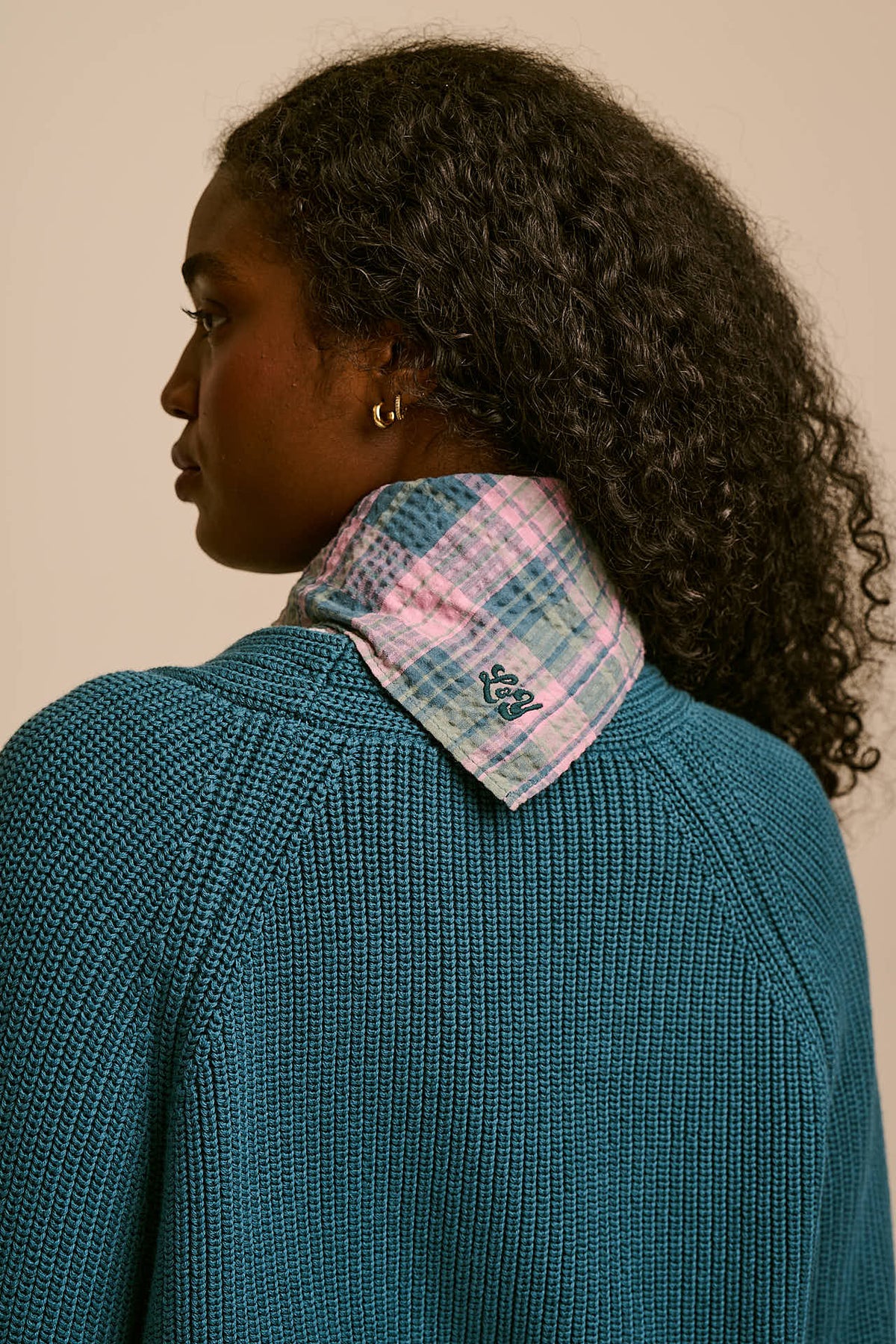 Lottie - Neck Scarf Organic Cotton Seersucker in Palace Check
