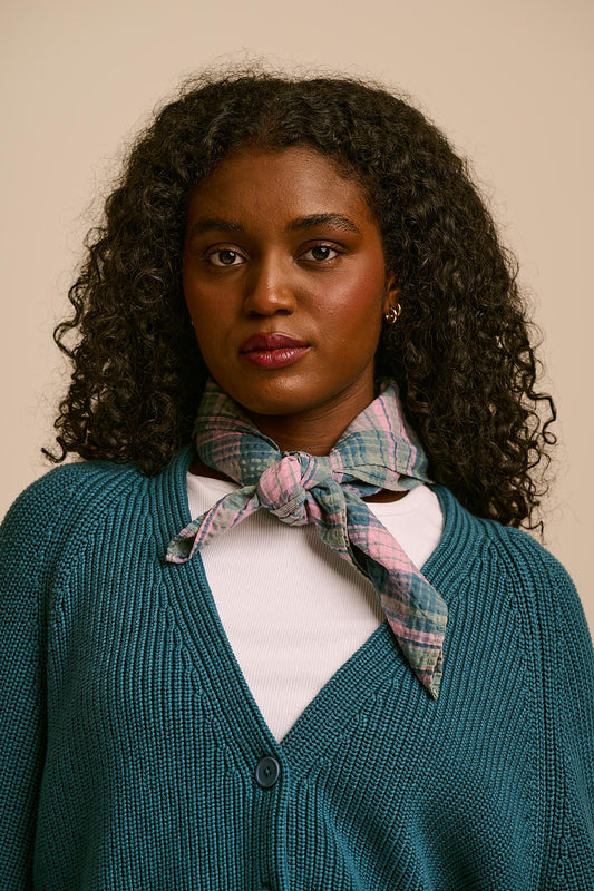 Lottie - Neck Scarf Organic Cotton Seersucker in Palace Check