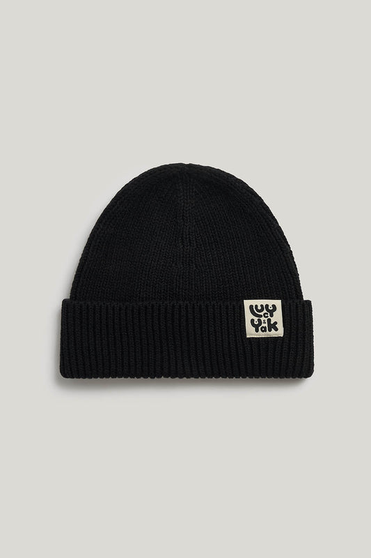Luca - Knitted Beanie Organic Cotton in Black
