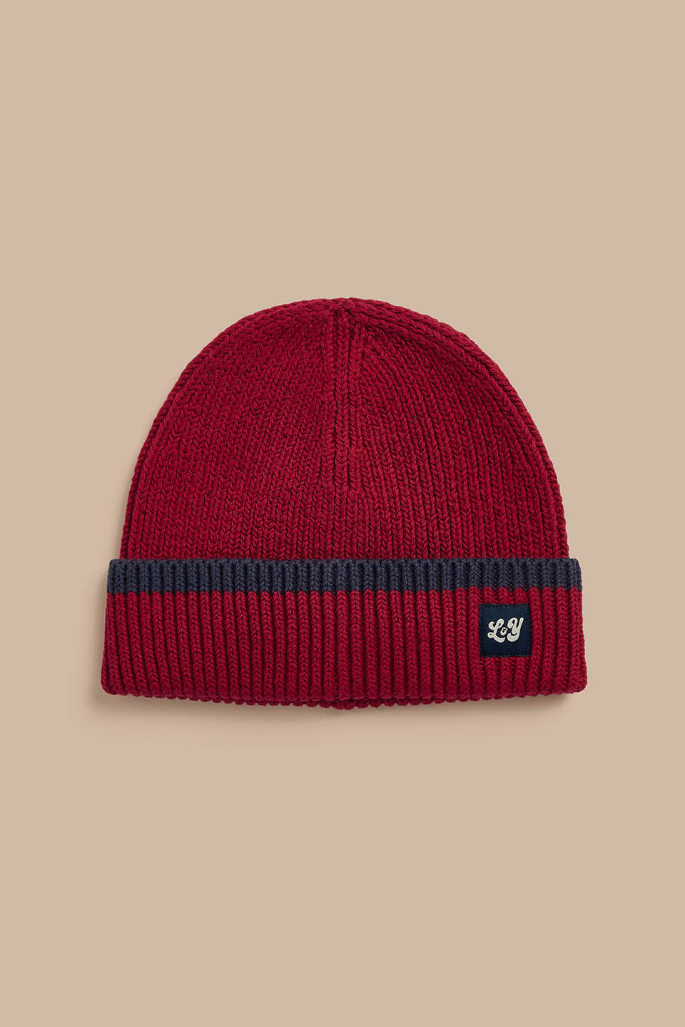 Luca - Beanie Organic Cotton in Burgundy with Contrast Trim