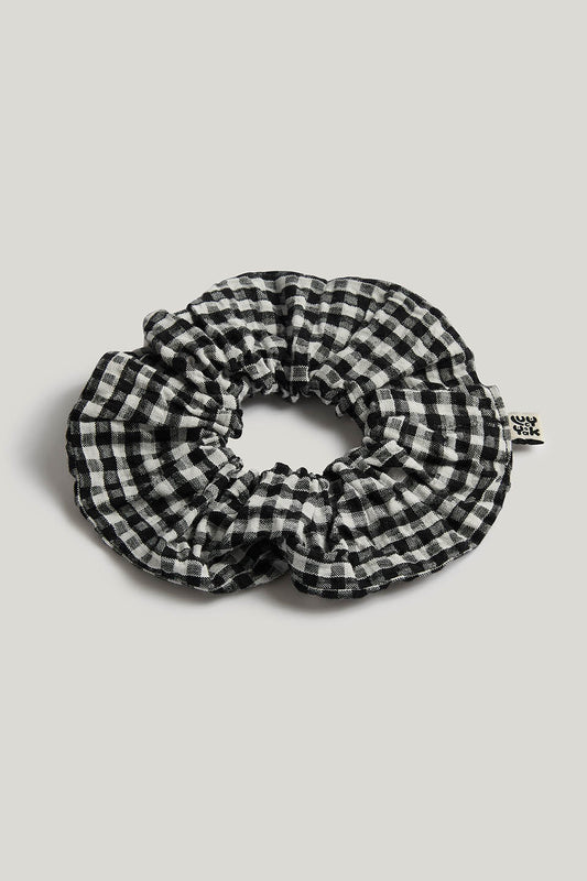 Mimmi - Scrunchie Organic Cotton in Black and White Check