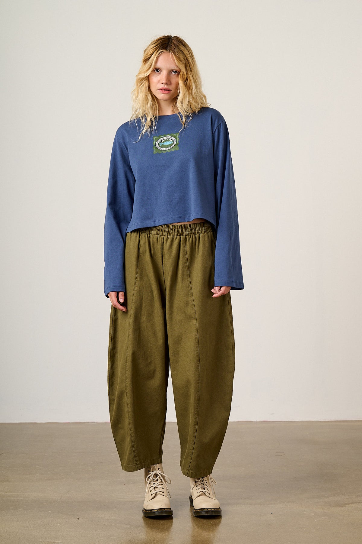 Mio - Long Sleeve T-Shirt Cotton in Navy Sardines