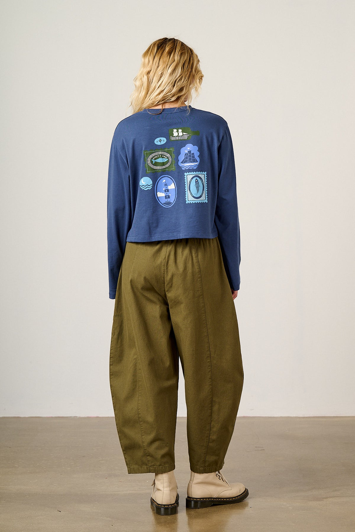 Mio - Long Sleeve T-Shirt Cotton in Navy Sardines