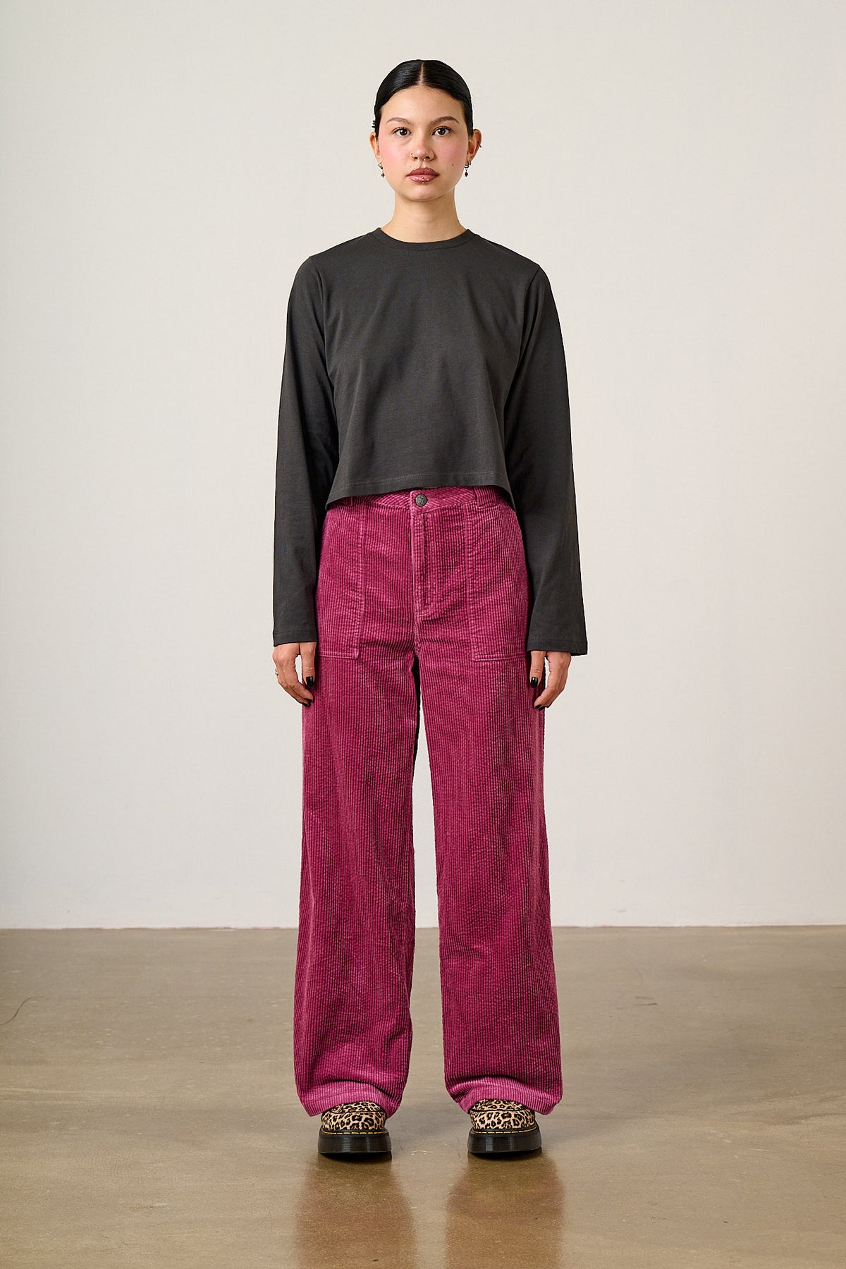 Mio - Long Sleeve T-Shirt Cotton in Charcoal