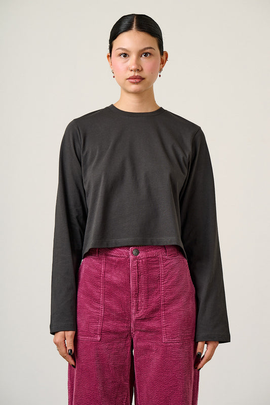 Mio - Long Sleeve T-Shirt Cotton in Charcoal
