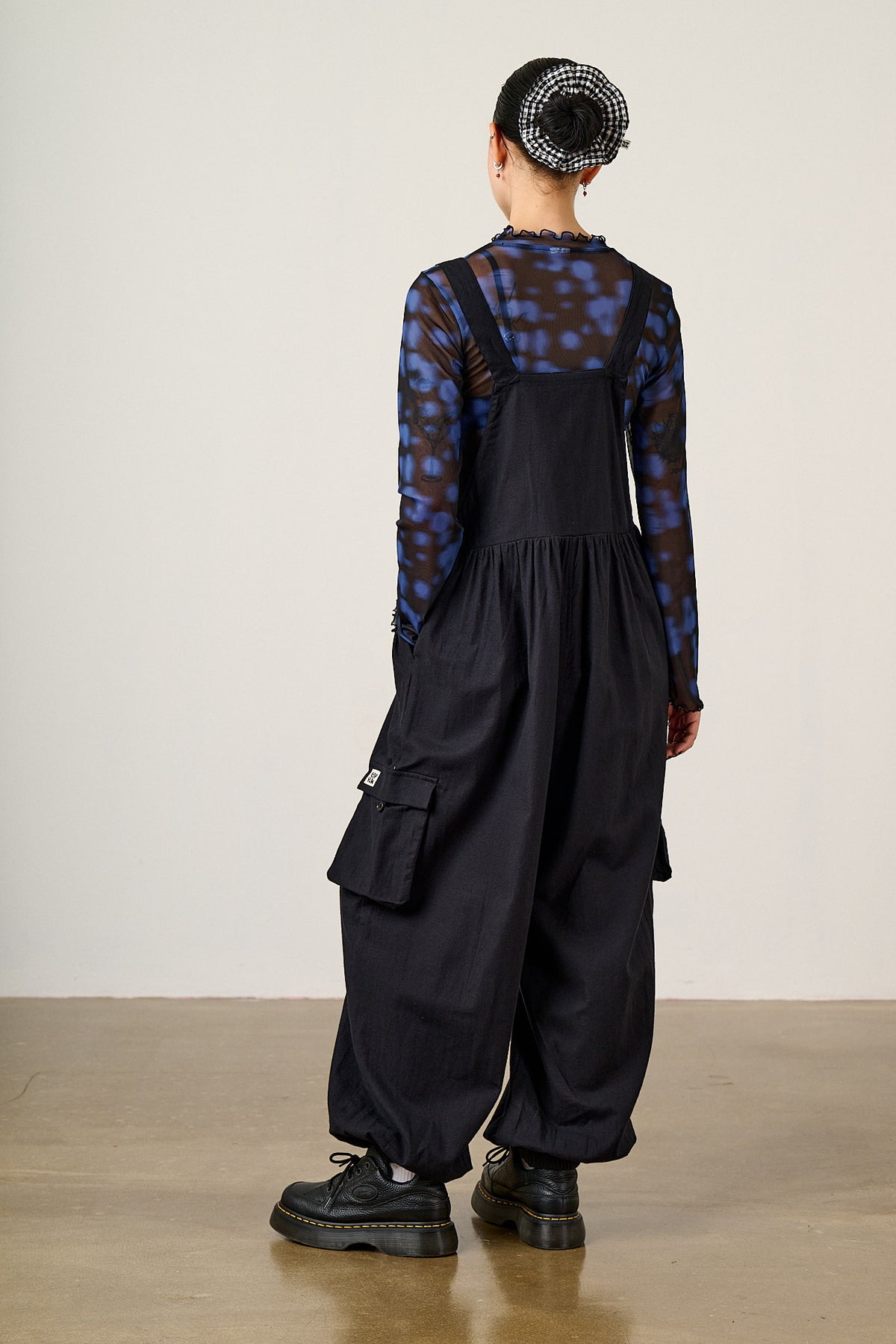 Miyada - Cuffed Leg Dungarees Organic Brushed Cotton in Black