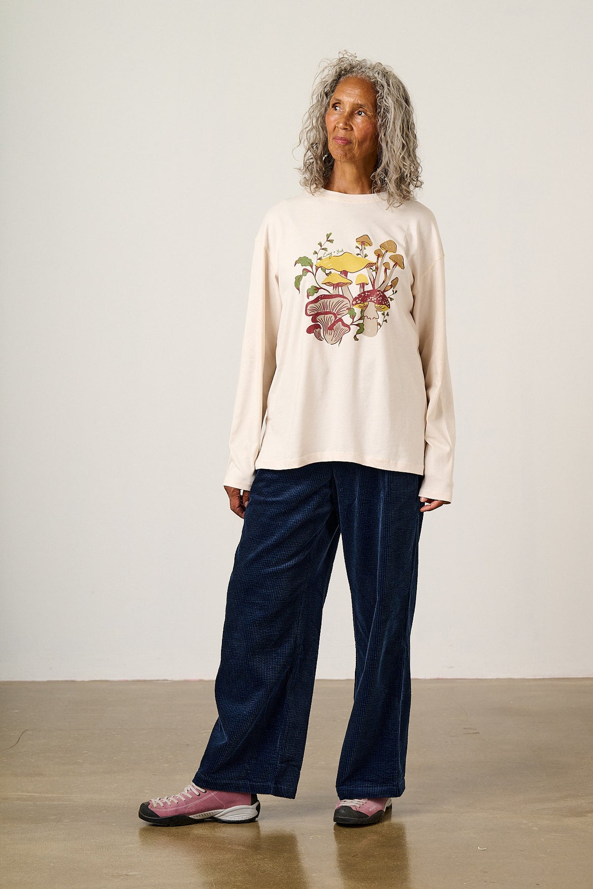 Murat - Long Sleeve T-Shirt Organic Cotton in Mushroom Print