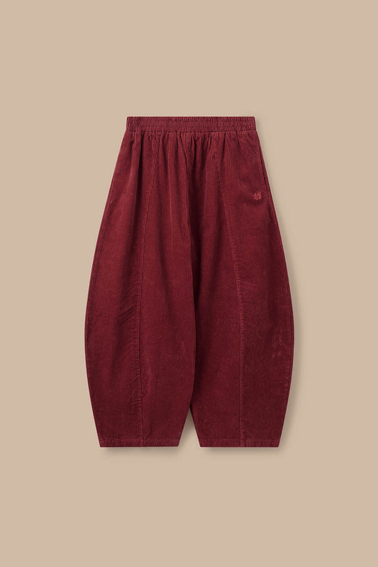 Obregon - Barrel Leg Trousers Organic Cotton Corduroy in Pomegranate