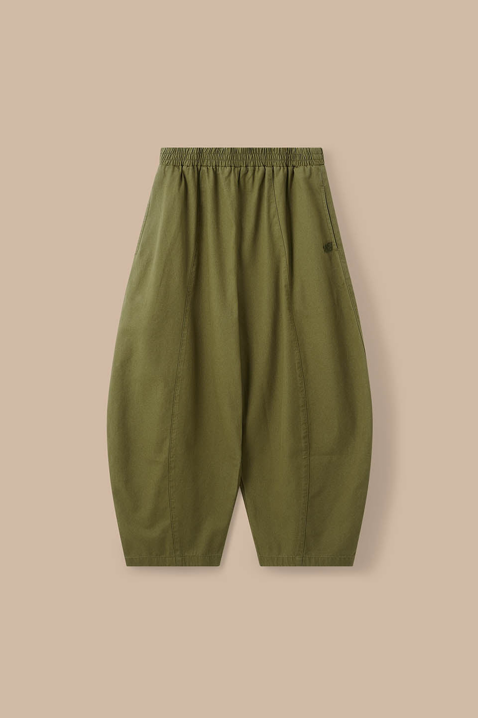Obregon - Barrel Leg Trousers Organic Cotton in Khaki Green