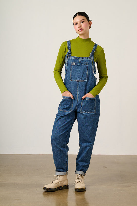 Original - Straight Leg Dungarees Organic Cotton Denim in Mid Wash Blue