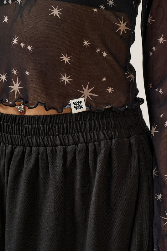 Perrie - Long Sleeve Top Recycled Polyester Mesh in Celestial Print