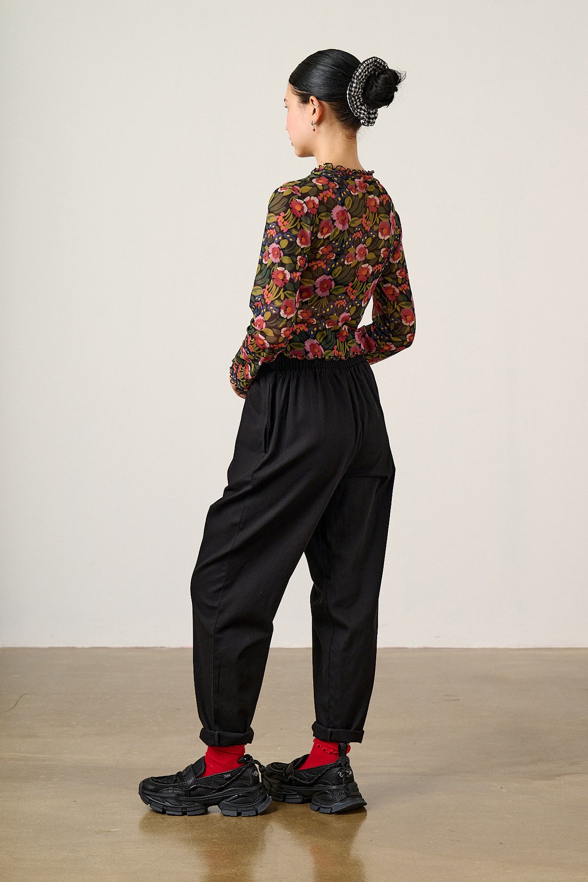 Perrie - Long Sleeve Top Recycled Polyester Mesh in Marie Print