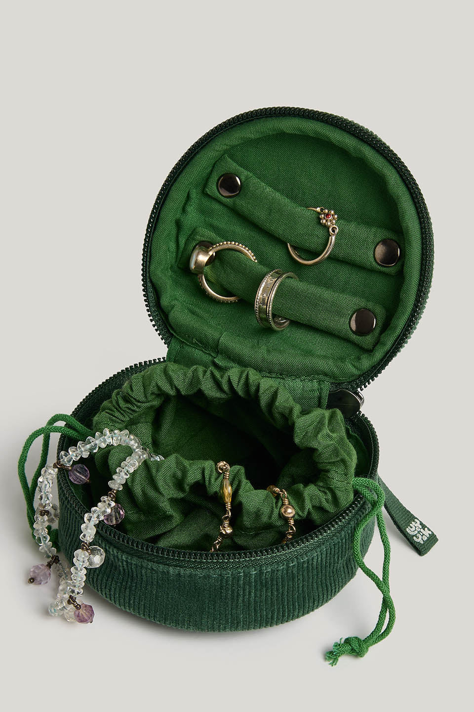 Rouen - Jewellery Case Organic Cotton in Green Cord