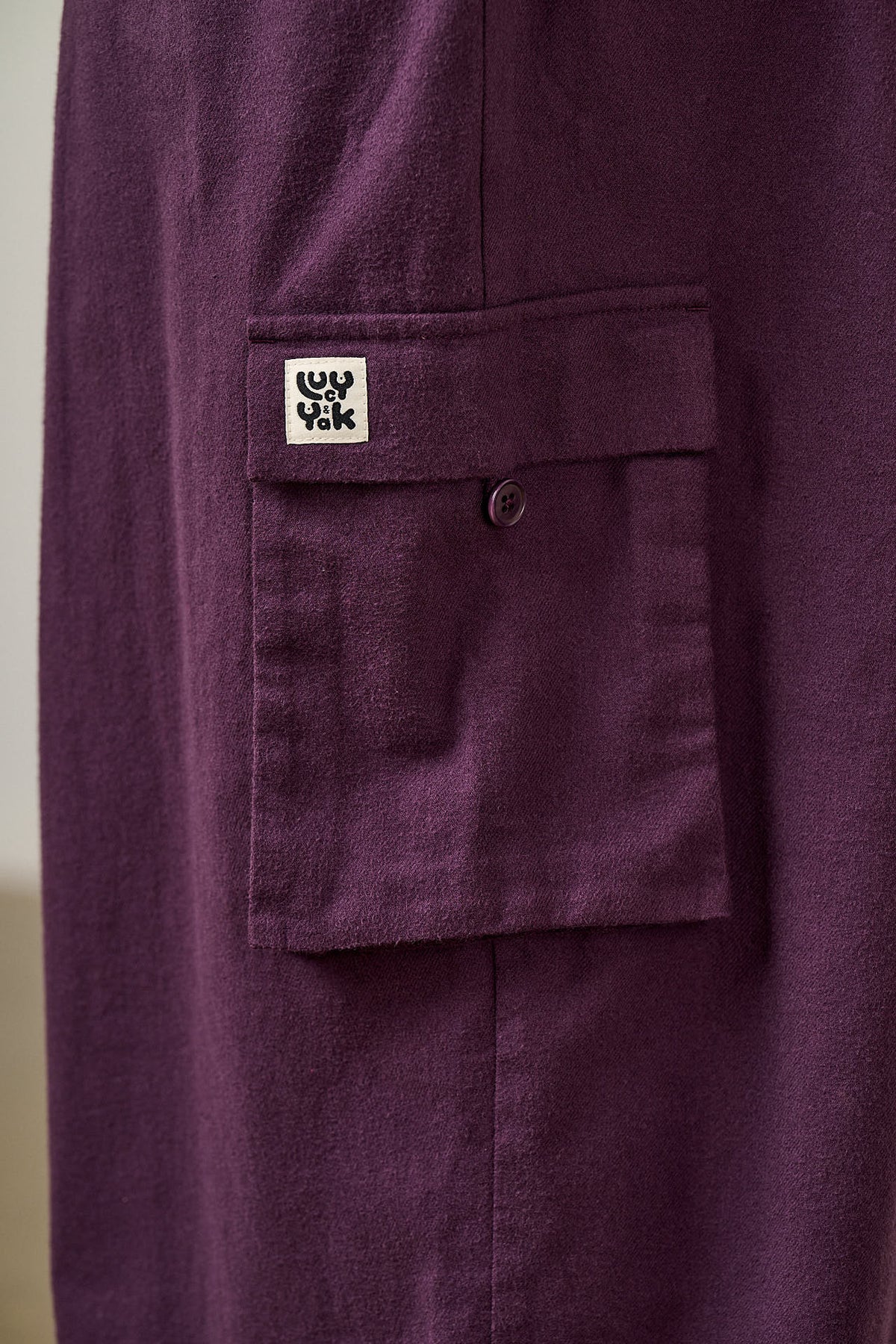 Rumi - Wide Leg Trousers Organic Brushed Cotton in Plum Perfect
