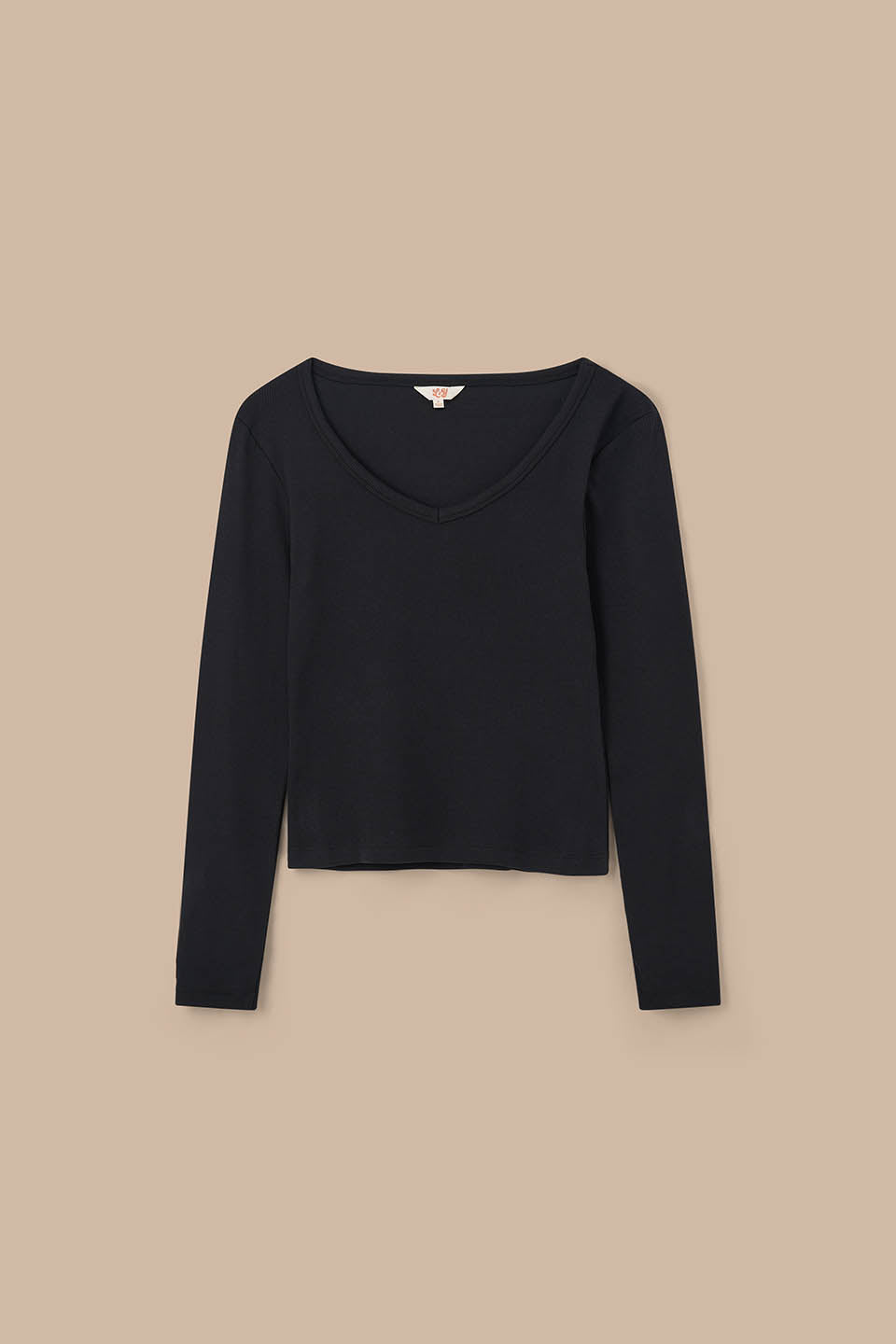 Shay - Long Sleeve V-Neck Top Cotton in Black