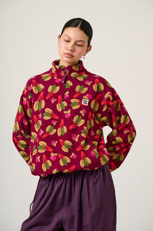 Stevie - Polar Fleece Recycled Polyester in Rhubarb