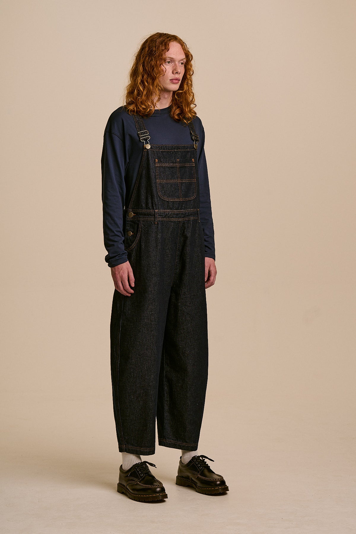 Toluca - Barrel Leg Dungarees Organic Cotton Denim in Indigo
