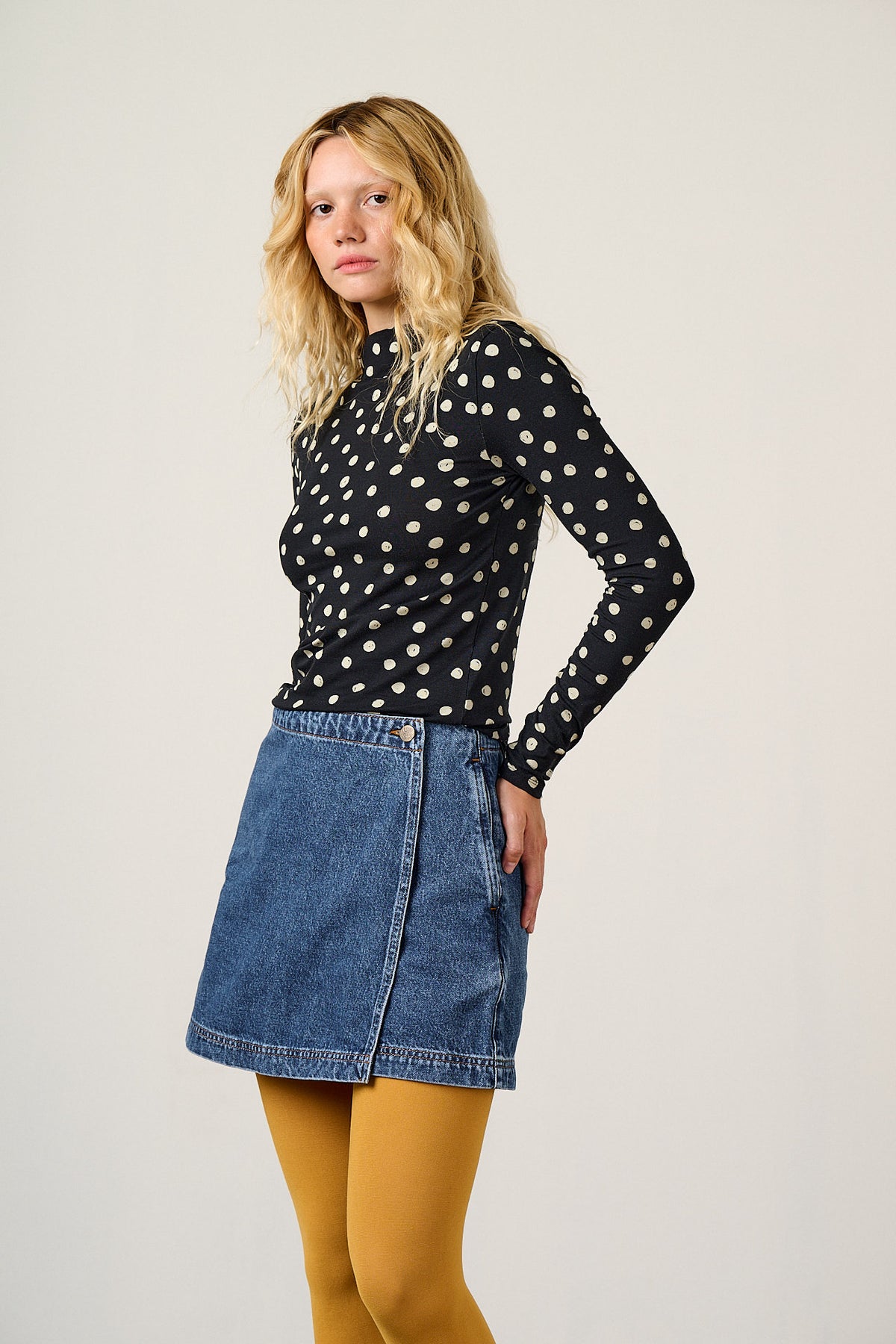 Veeda - Skort Organic Cotton Denim in Mid Wash Blue
