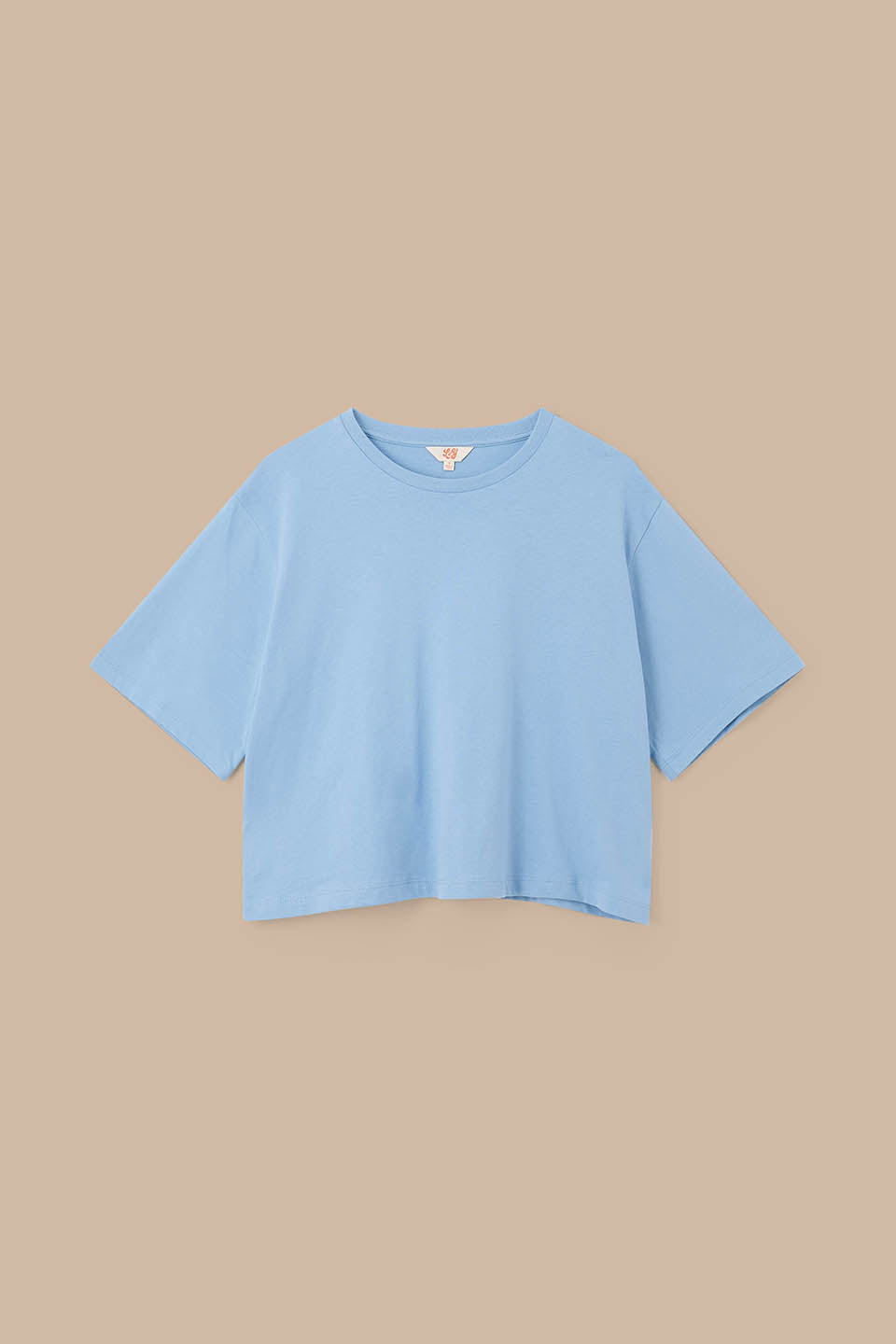 Zayla - Cropped Boxy T-Shirt Organic Cotton in Dusky Blue