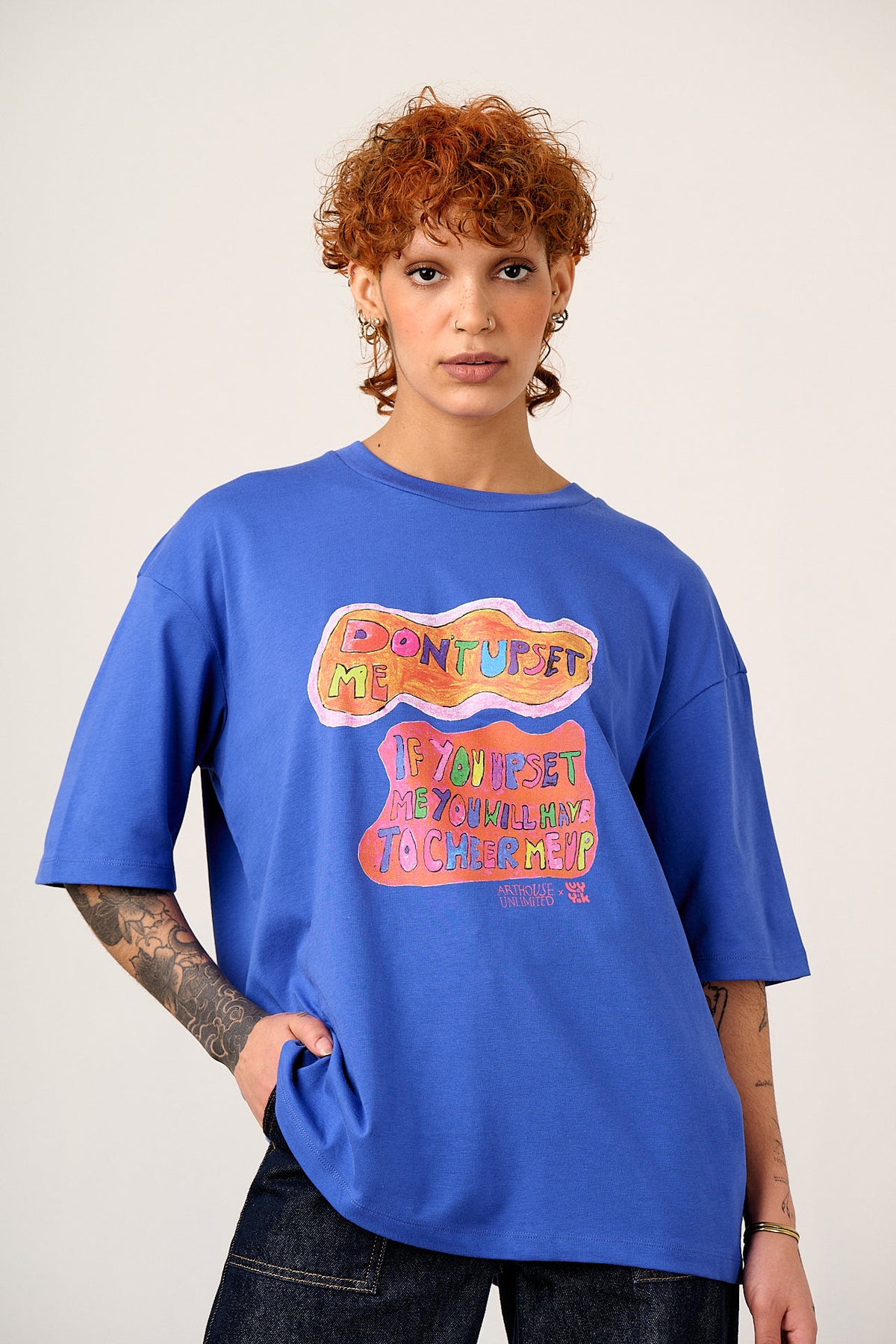 L.E Benny - Oversized Cotton T-Shirt in Arthouse & Yak: Don't Upset Me